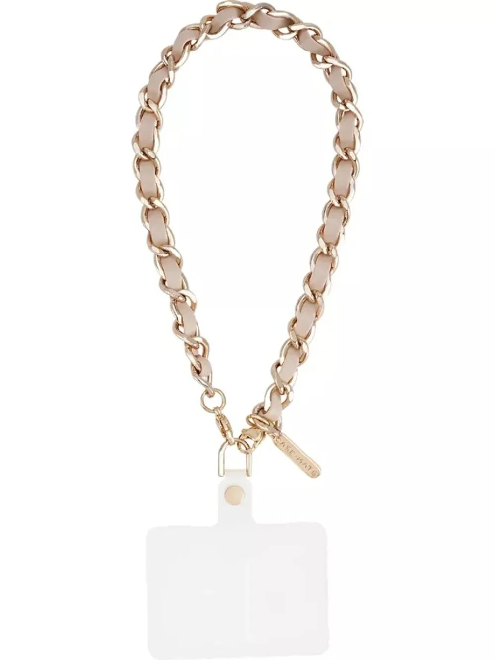 NWT Case-Mate Phone Charm Wristlet- Gold Chain with Taupe Leather